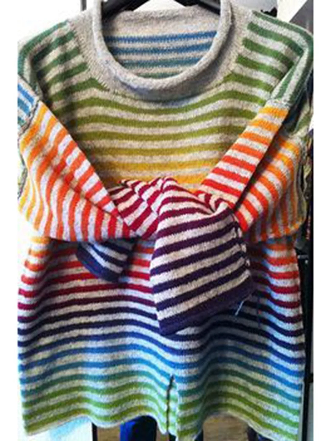 Casual Vintage Crew Neck Knitted Striped Shirts & Tops