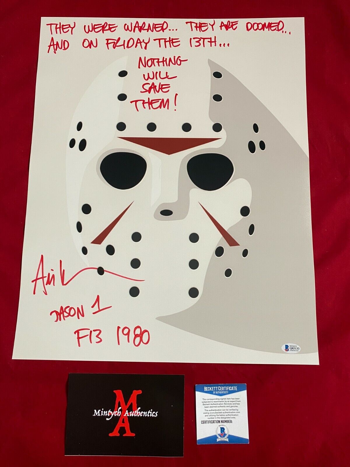 ARI LEHMAN 1ST JASON VOORHEES SIGNED 16x20 Photo Poster painting! FRIDAY THE 13TH! BECKETT COA