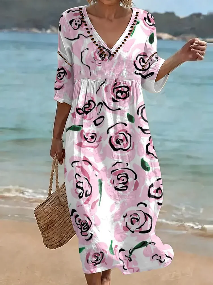 [Spot Big Sale] Women's Floral Print Casual Dress
