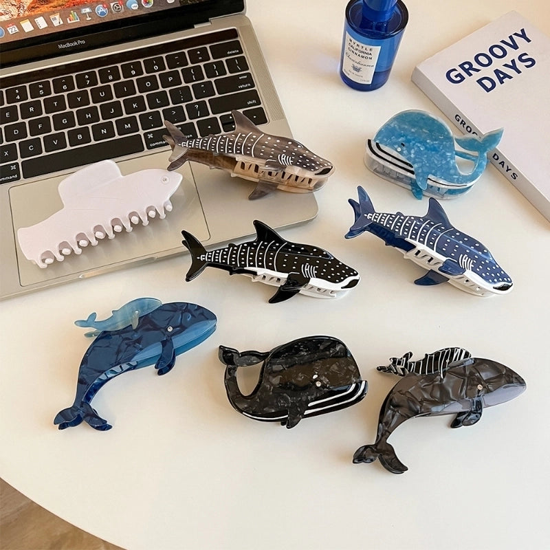 Women’s Funny Marine Style Shark Whale Acetic Acid Sheets Hair Claws