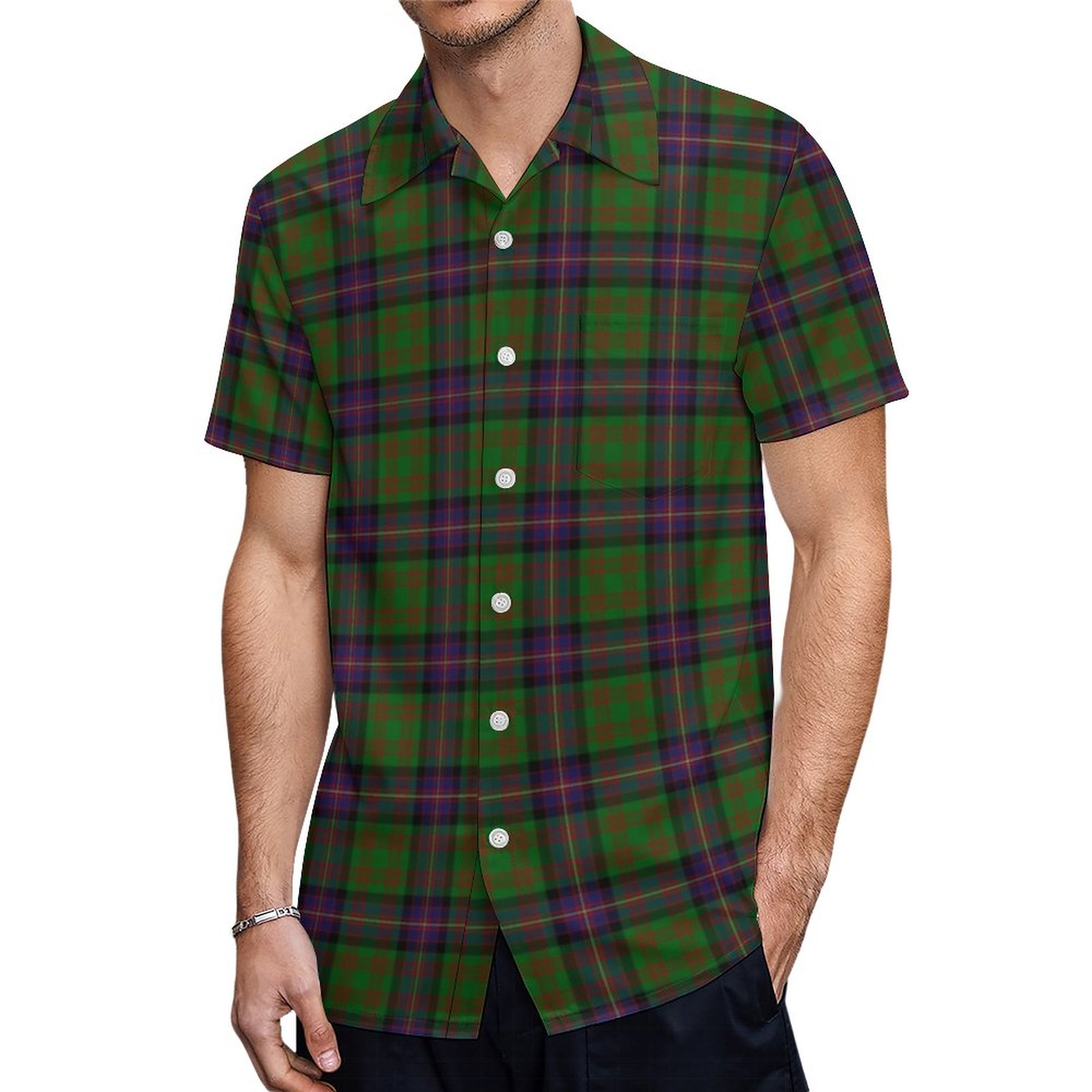 Scottish Clan Cochrane Cochran Tartan Hawaiian Shirt Mens Button Down Plus Size Tropical Hawaii Beach Shirts