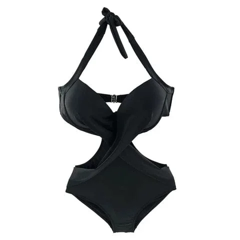 pornhint Pornhint SAY MORNING 2023 Push Up Bathing Suit Swimwear Women Plus Size One Piece Swimsuit Women's High Cut Swim Suit V neck Hal