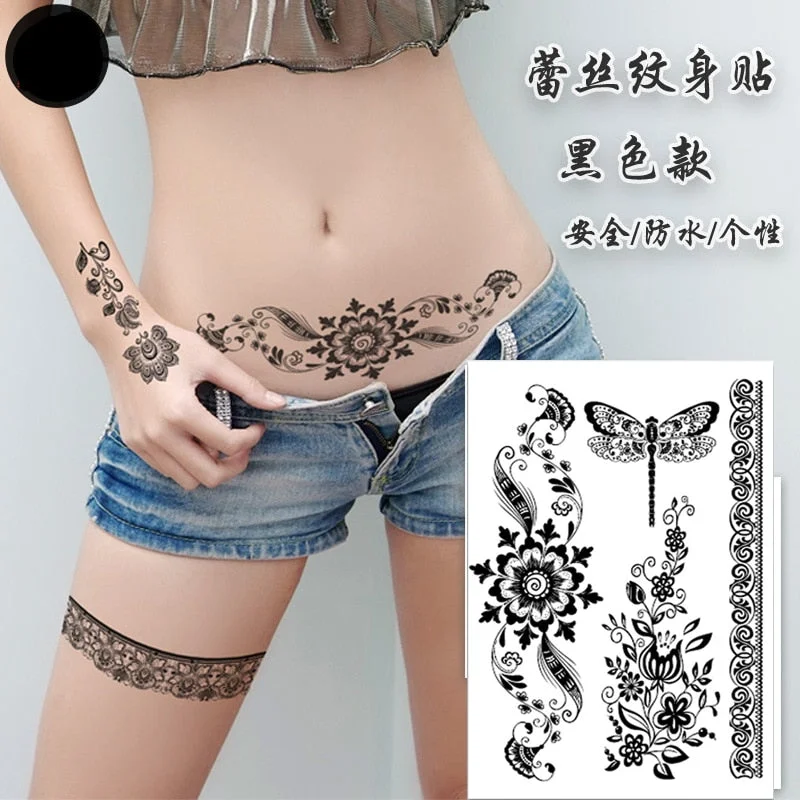Waterproof Temporary Tattoo Sticker Butterfly Flower wing fake tatto flash tatoo tatouage temporaire waist chest for women girl