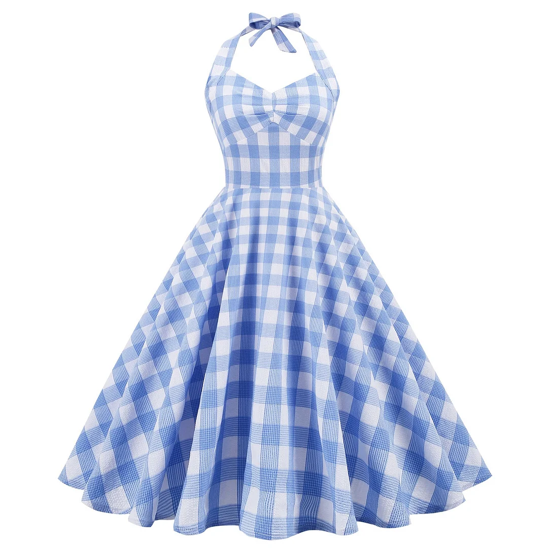 1950s Dress Vintage Gingham Pattern Slip Dress