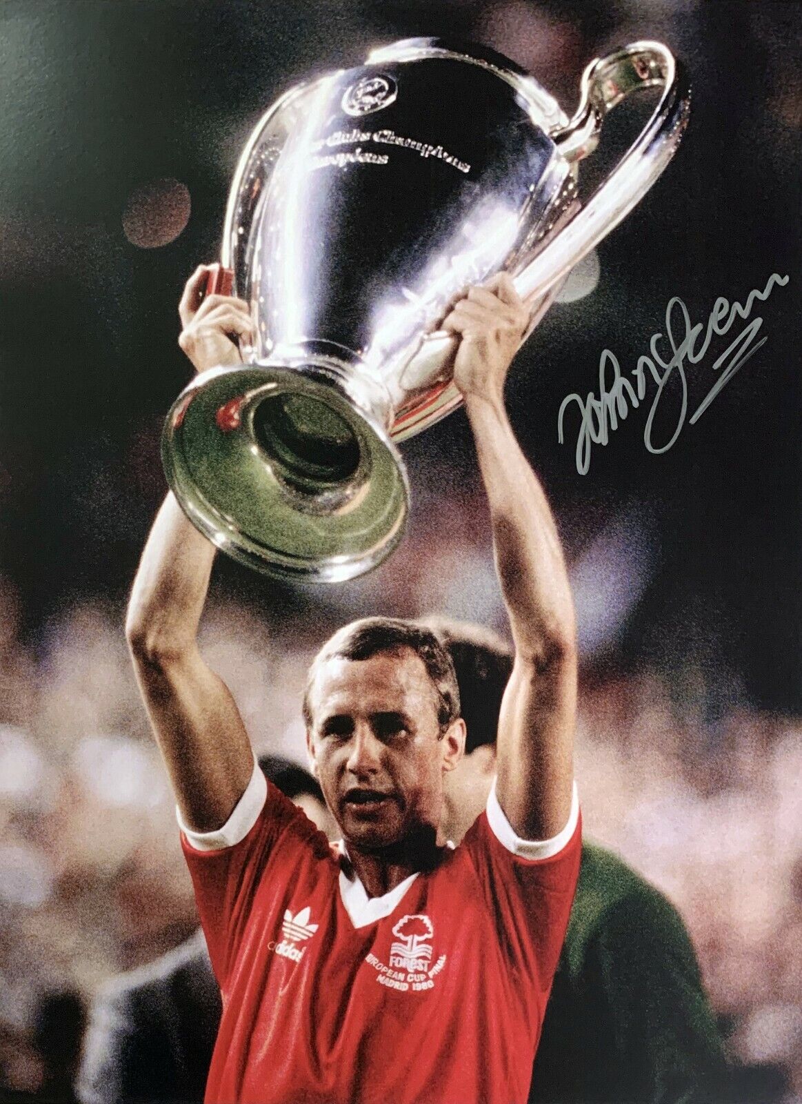 JOHN McGOVERN SIGNED NOTTINGHAM FOREST EUROPEAN CUP FOOTBALL Photo Poster painting PROOF COA