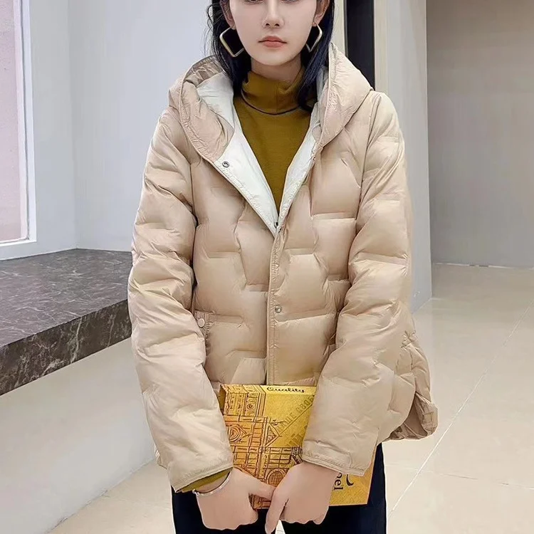 Woherb Autumn And Winter New Fashion Pressure Glue In The Thin Down Jacket Female Hood Short Fashion Warm Winter Dress Coat Tide-Outfit Ideas