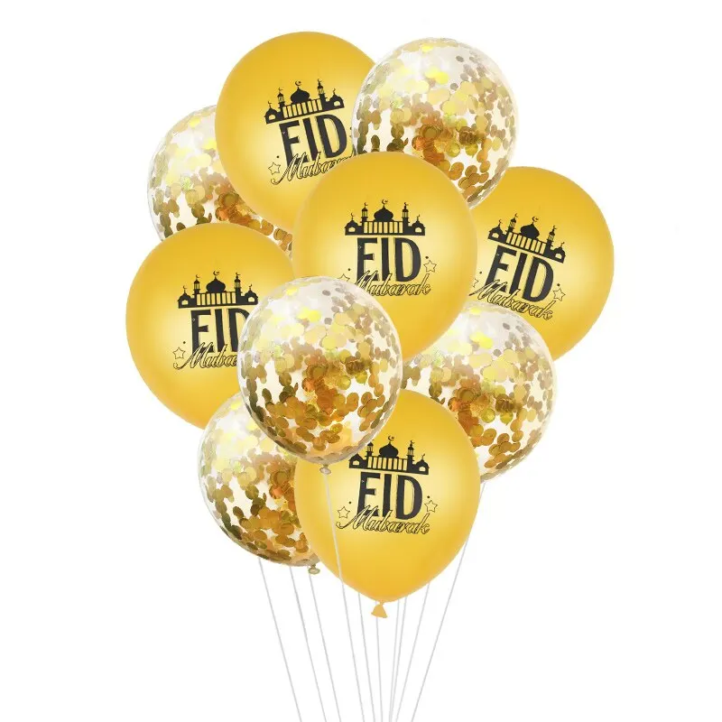 1Set EID MUBARAK Balloons Gold Silver Helium Confetti Ballon For Muslim EID Air Ball Ramadan Festival Party Decoration Supplies