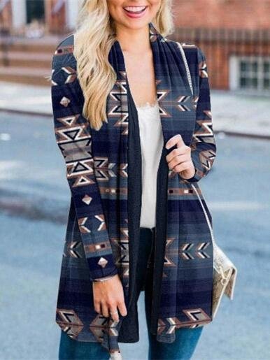 Women's Long Sleeve Graphic Printed Coat Top