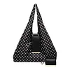 Polka Dot Nylon Storage Shoulder Bag with Key Ring Expandable Keychain Tote Bag Large Capacity Stylish Foldable Tote Handbag for Shopping Travel Commute