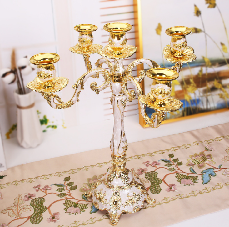 5-arms Gold Plated Candle Holder