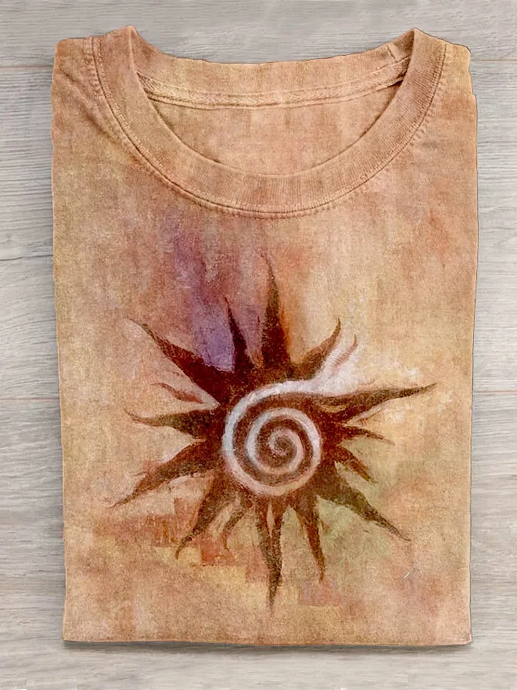 Unisex Retro Totem Runes Rock Paintings Sun God Magic Ancient Culture Art Print Design T-shirt