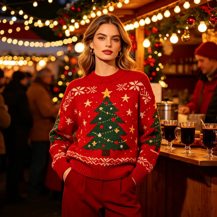 Red Christmas Tree Crewneck