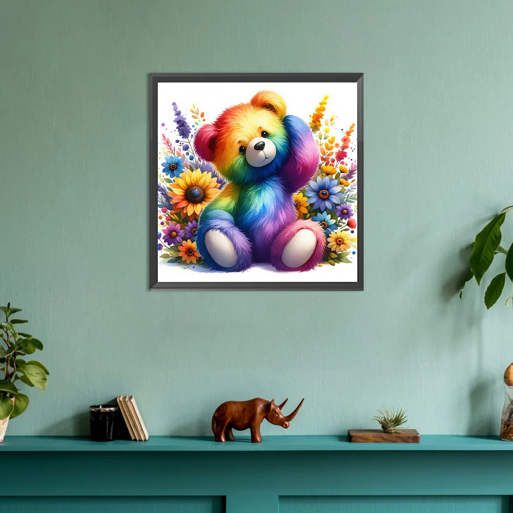 Diamond Painting - Full Round Drill - Rainbow Bear(Canvas|30*30cm)