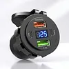 12-24V Car Charger Socket with Switch & Voltmeter Waterproof Cigarette Outlet Replacement Motorcycle USB Charger Suitable for Boat Golf Cart RV Motorcycle Truck