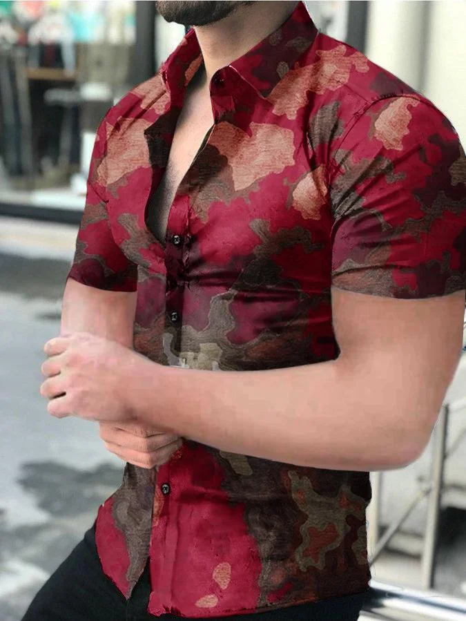 Men's Casual Printed Short-Sleeved Shirt32