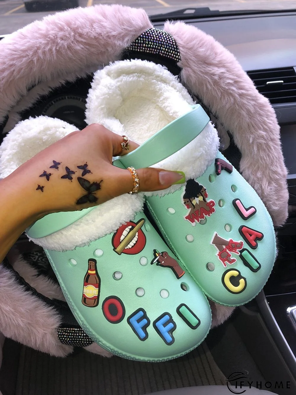 Text Letters Decor Casual EVA Vented Clogs Sandals | IFYHOME