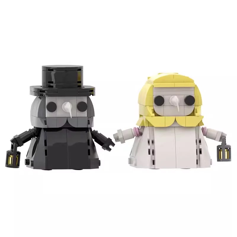 MOC Halloween Q version plague doctor couple punk death beak doctor assembled particle building blocks creative toys