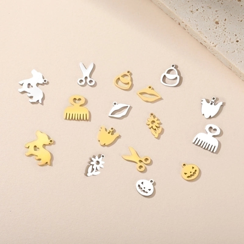 1 Piece Diameter 10mm Stainless Steel Dog Flower Ghost Polished Pendant Jewelry Accessories