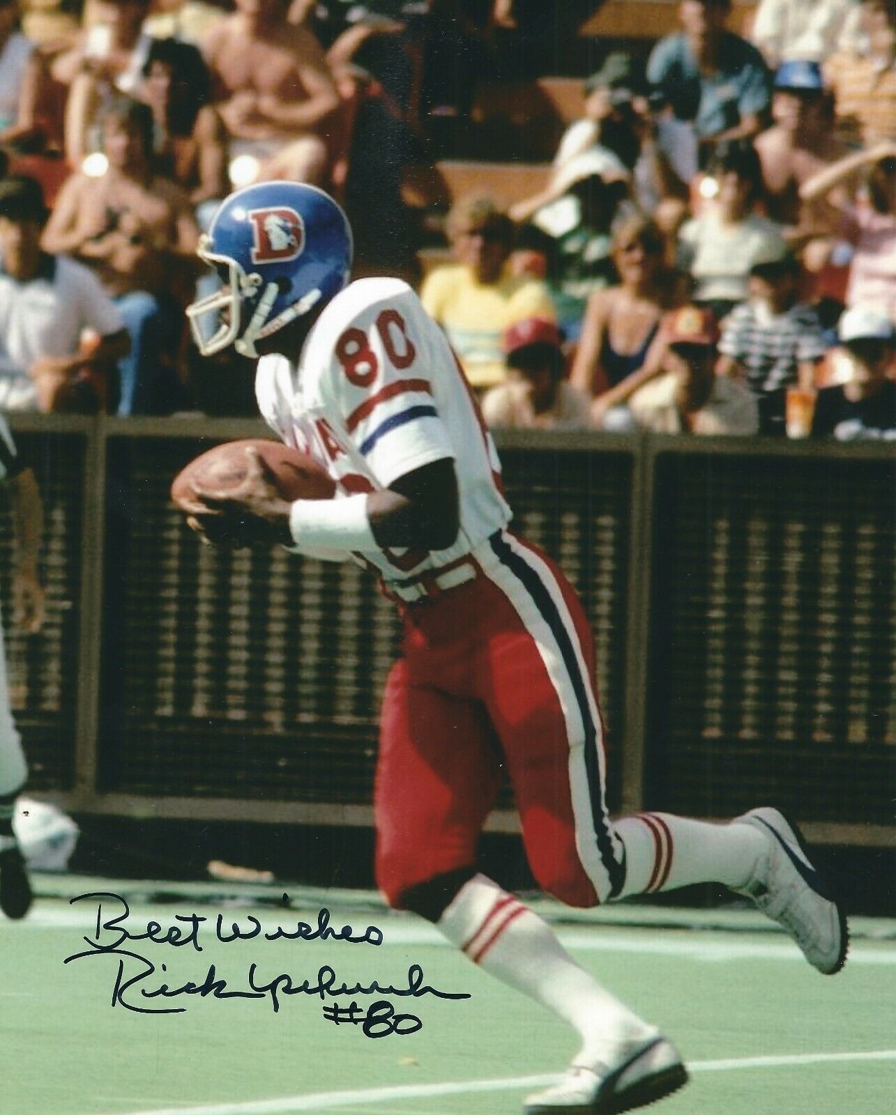 Signed 8x10 RICK UPCHURCH Denver Broncos Autographed Photo Poster painting COA