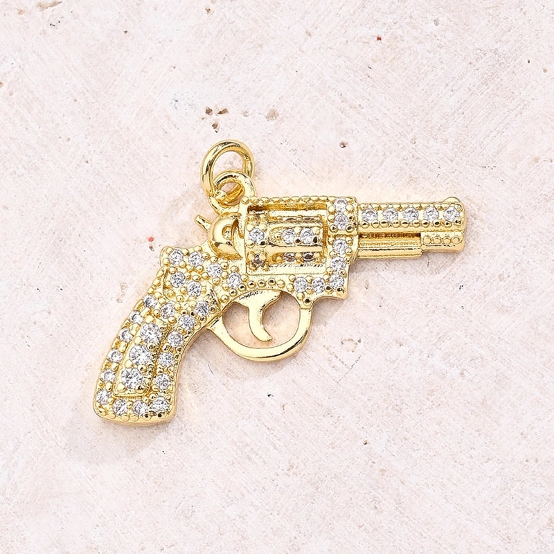 1 Pc/Package 20x25mm 25.5x17mm 38×18.5mm 2.5mm 5x3mm Copper Zircon 18K Gold Plated Submachine Gun Attack Gun Polished Jewelry Accessories Pendant