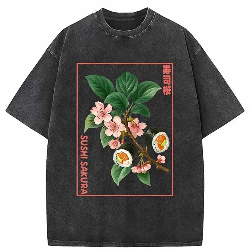 Sushi Sakura Tree Washed T-shirt elevenforest