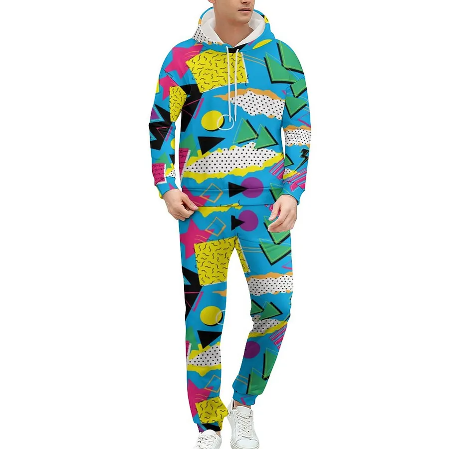 SFNEEWHO Memphis Style 80S Geometric Bright Color Pattern Men's