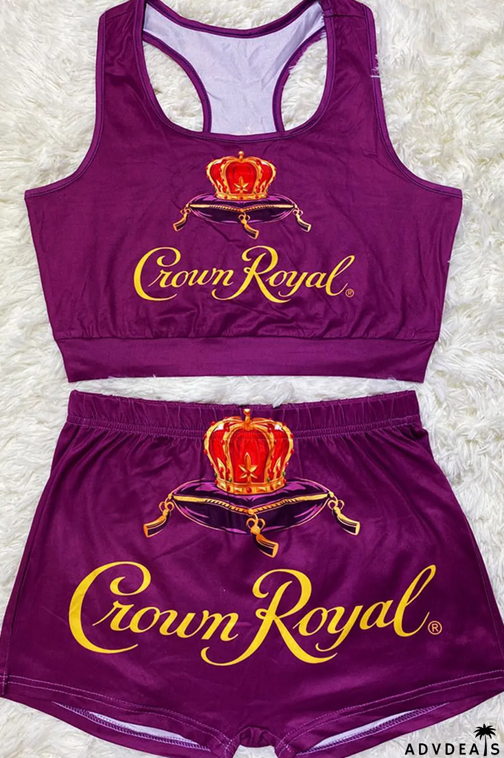 Gold Sexy Europe and America Print Solid Straight Sleeveless Two Pieces