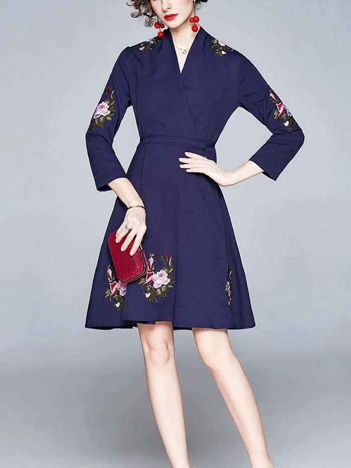 Heavy Industry Embroidered Turtleneck Dress