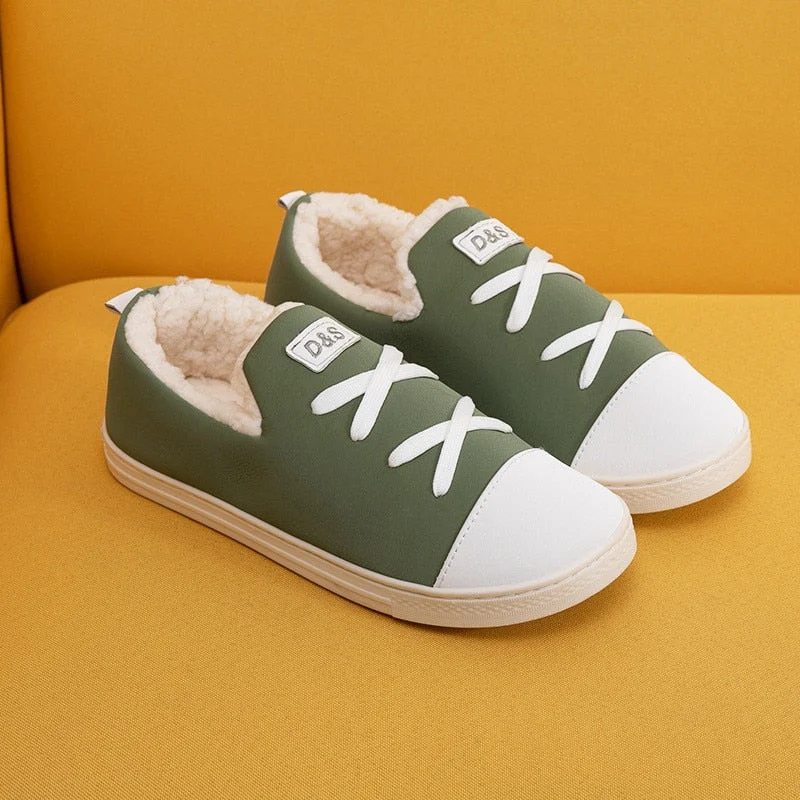 Comemore Man Women Winter Home Warm Cotton Slippers Couple Bedroom Indoor Sneakers New Woman Fluffy Slides Plush House Shoes 202