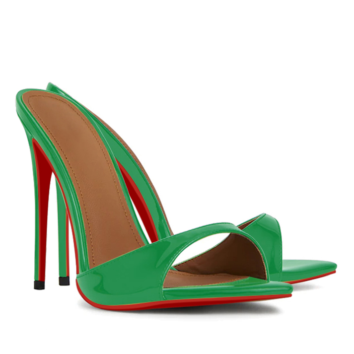 120mm Women's Sandals Pointed Toe Mules Heels Slip on Stilettos-vocosishoes