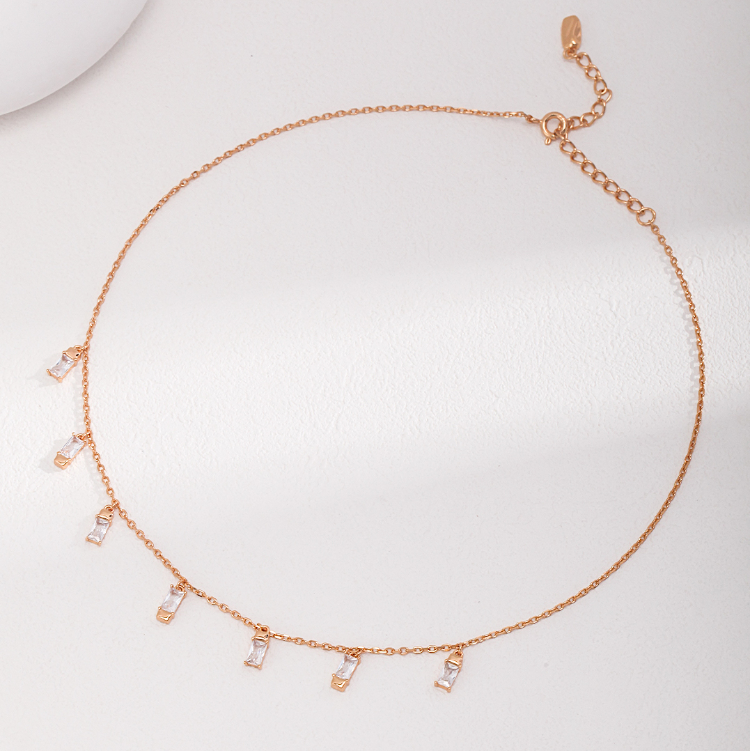 Vintage Gold Plated Cubic Zirconia Chain Necklace
