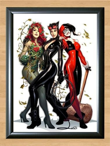 Cat woman Harley Quinn Poison Ivy Halloween Wall Art Decor  Print Photo Poster painting Poster A4 Size