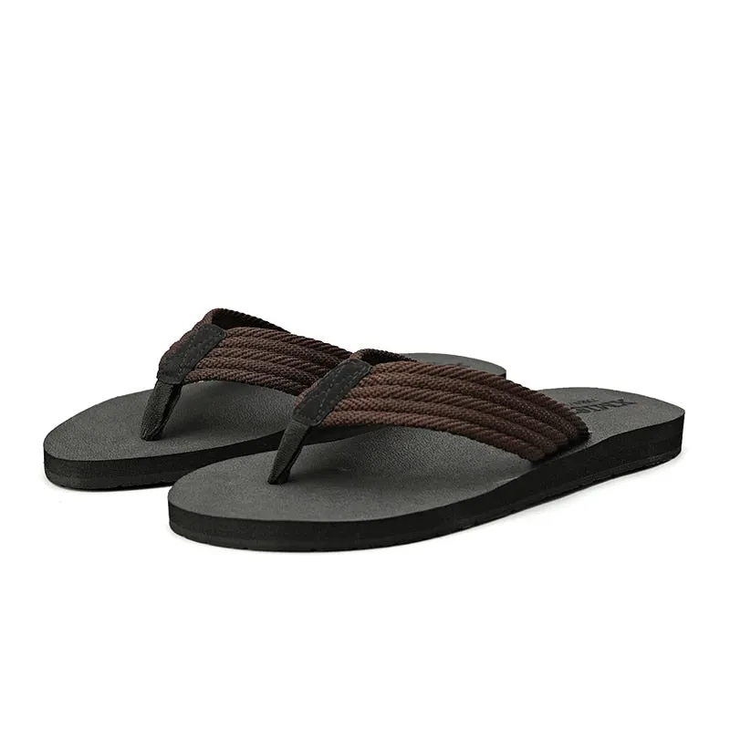 2021 New Home Men Soft Slippers Summer Classic Beach Sandals Men Hand-sewn Flat Flip Flops PU Rubber Platform Adult F804