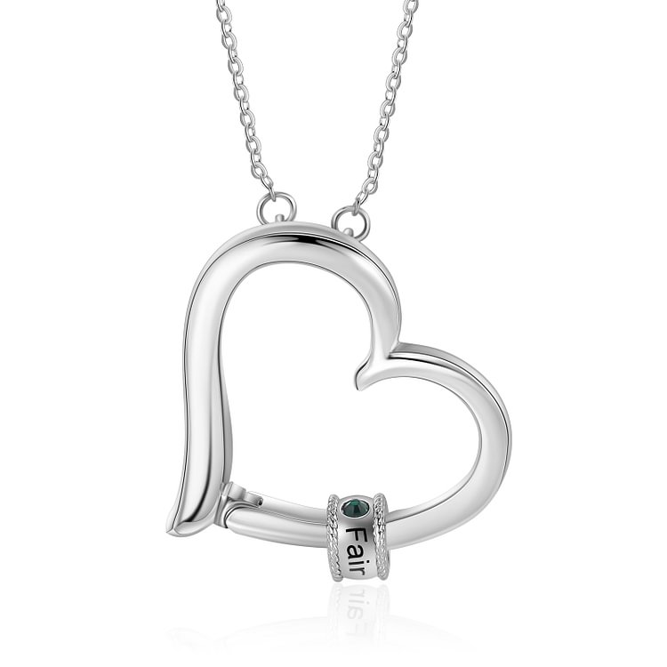 Collar 1 colgante de corazón con 1 nombre personalizado con 1 piedra de nacimiento