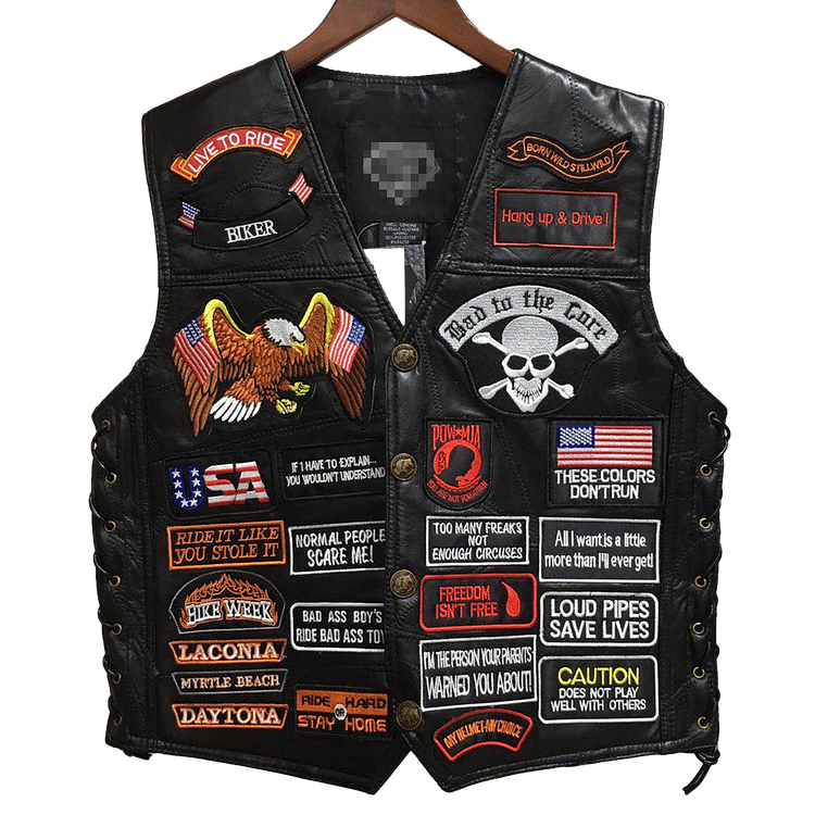 Eagle and Skull Super Cool Embroidered Badge Biker Riding Vest