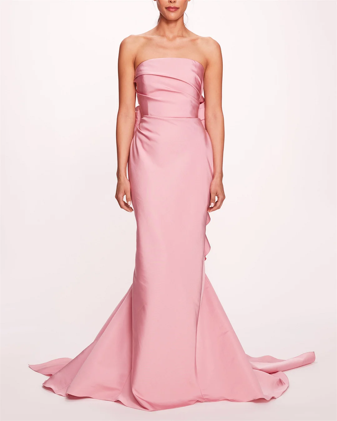 Women's Tube Top Pink Satin Dress