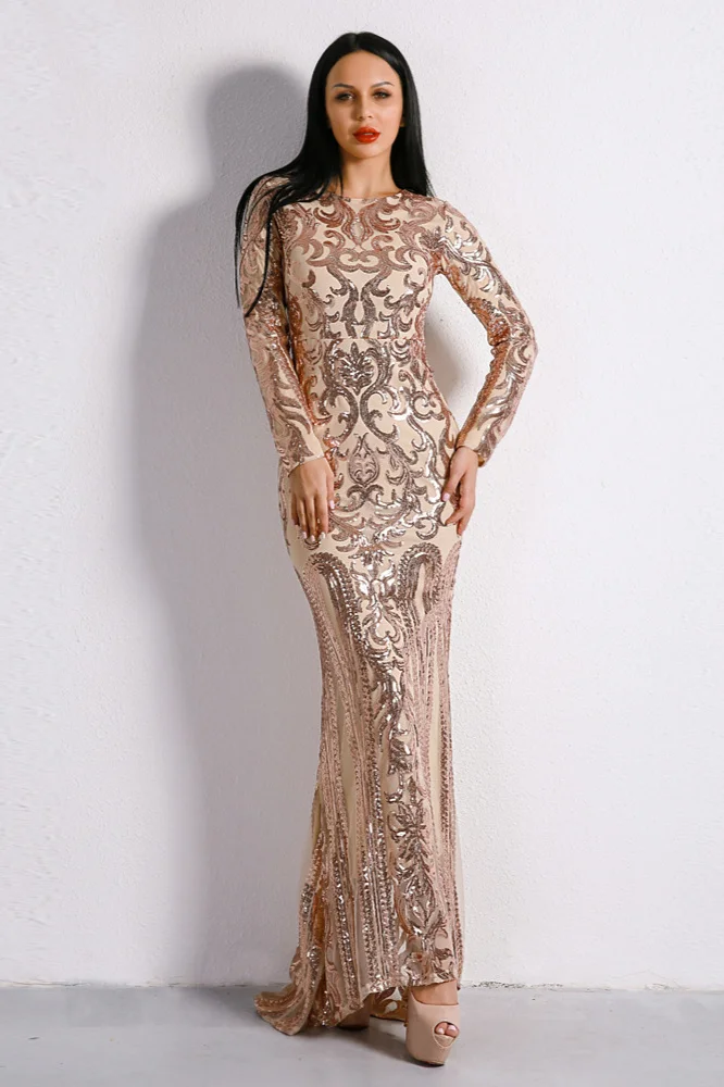 Bellasprom Sequins Mermaid Prom Dress Long On Sale Long Sleeve