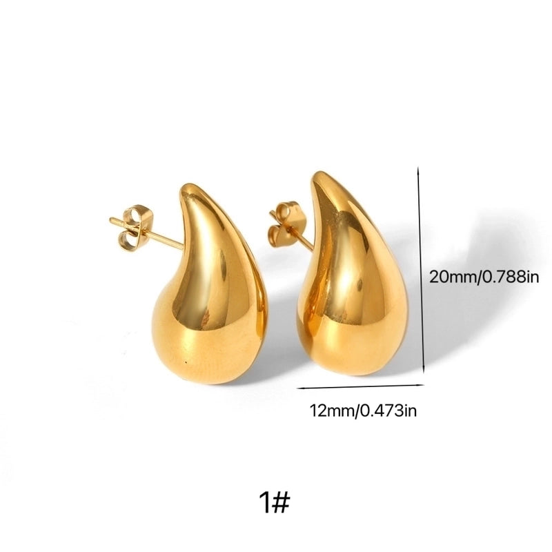 1 Pair Minimalist Classic Style Water Droplets Plating 316L Stainless Steel  18K Gold Plated Ear Studs