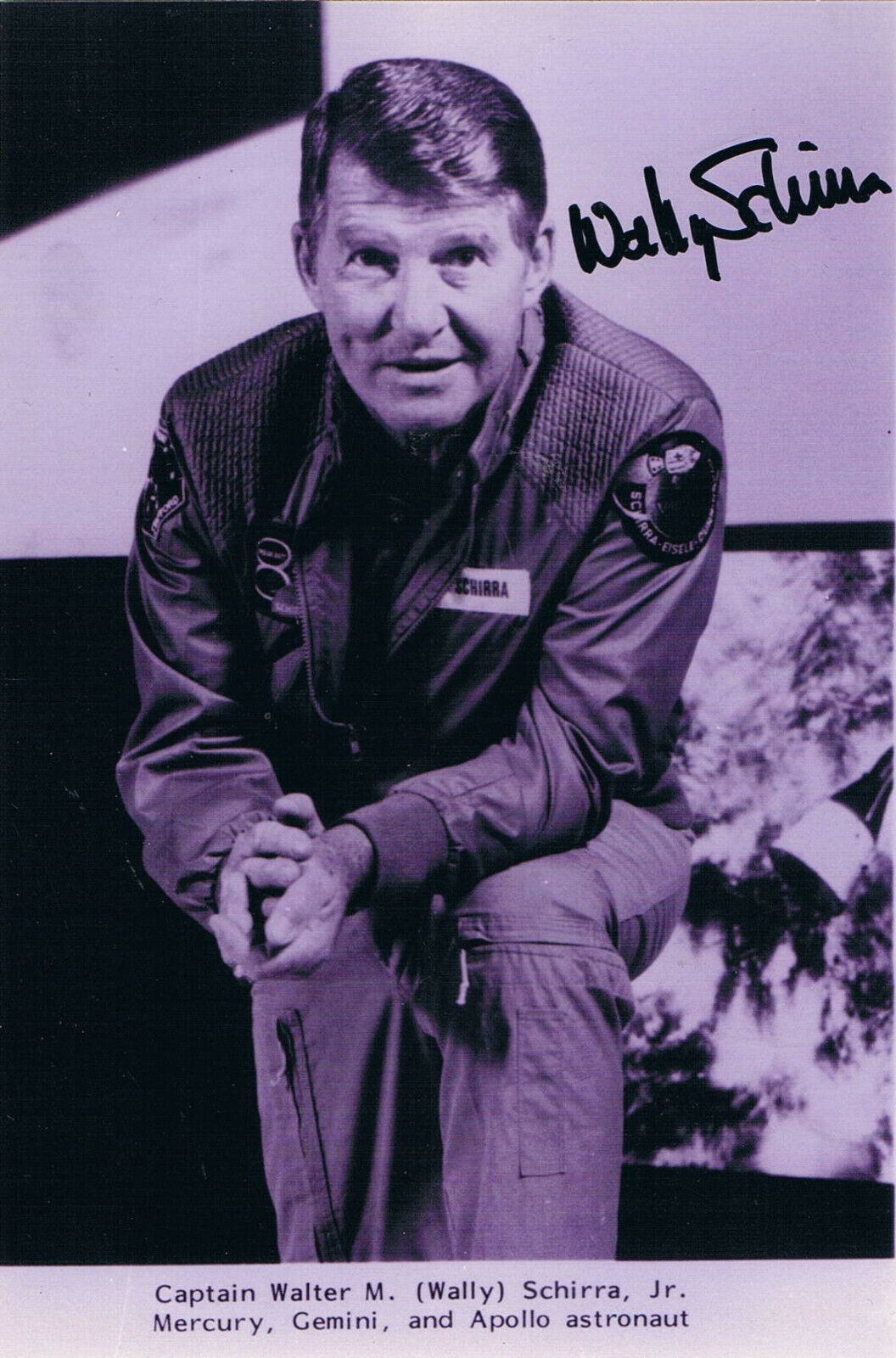 Wally Schirra 1923-2007 genuine autograph signed 4x6