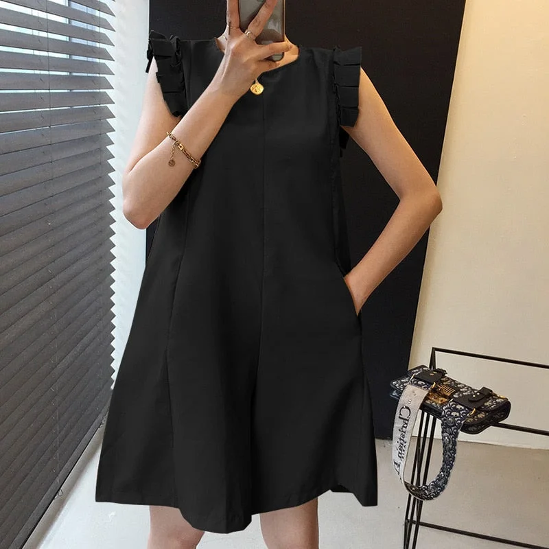 ZANZEA Eelgant 2022 Summer Women Short Sleeve Jumpsuits Casual O Neck Ruffles Rompers Female Work Playsuits Solid Short Overslls