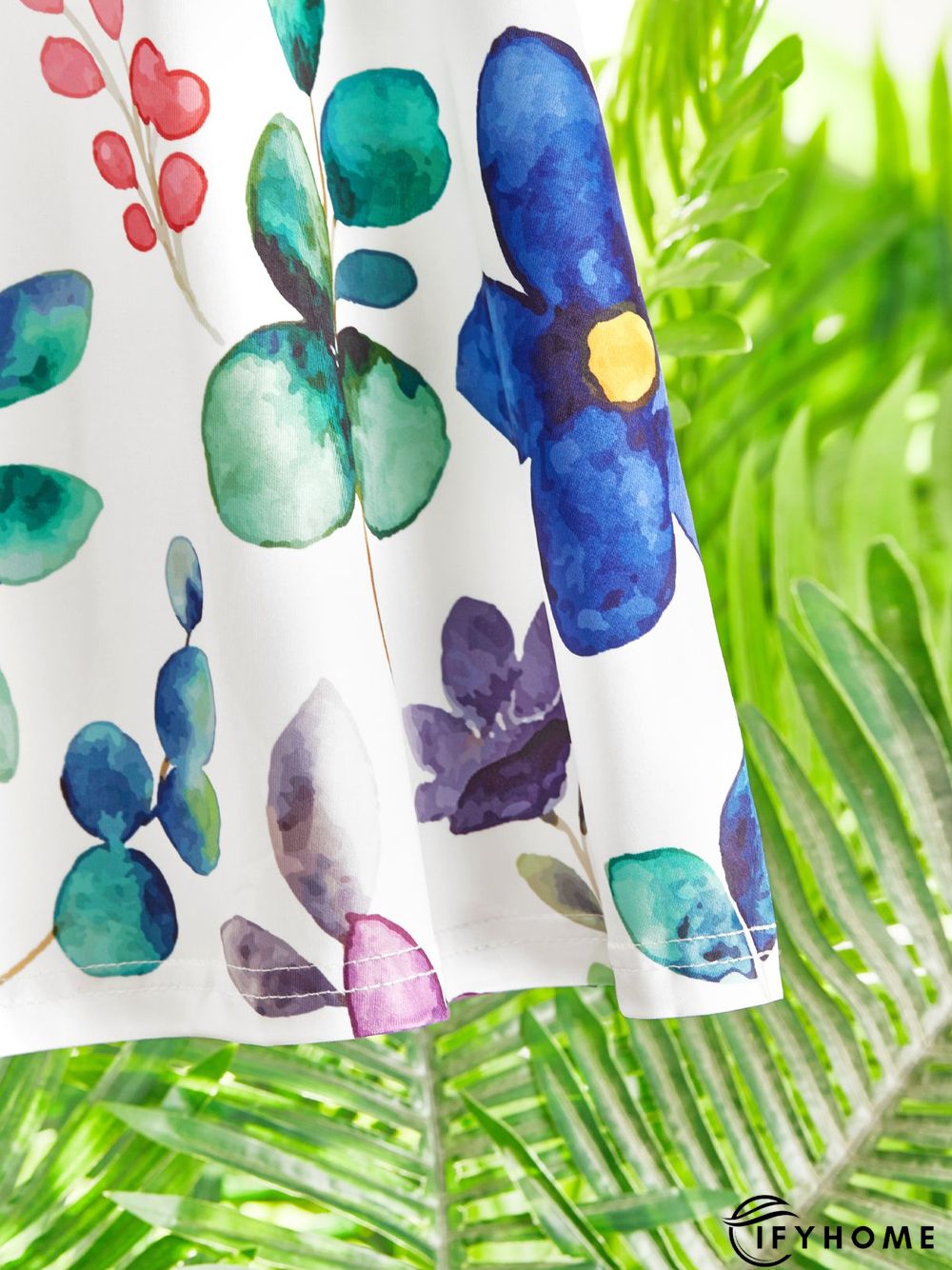 Floral Casual V neck Sleeveless Knit Dress | IFYHOME