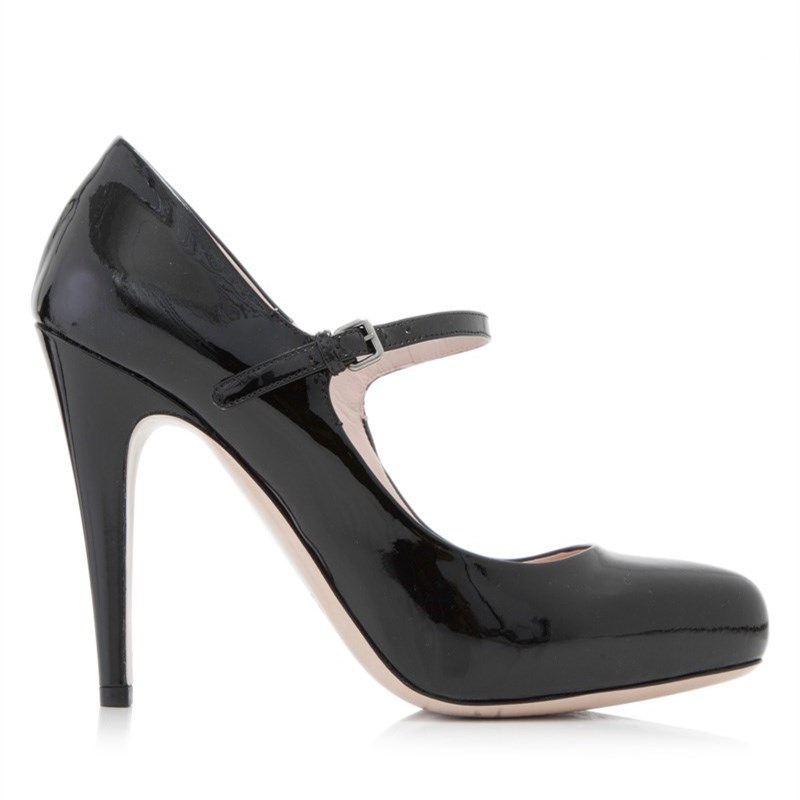 Classic Black Patent Leather Mary Jane Shoes with Stiletto Heels