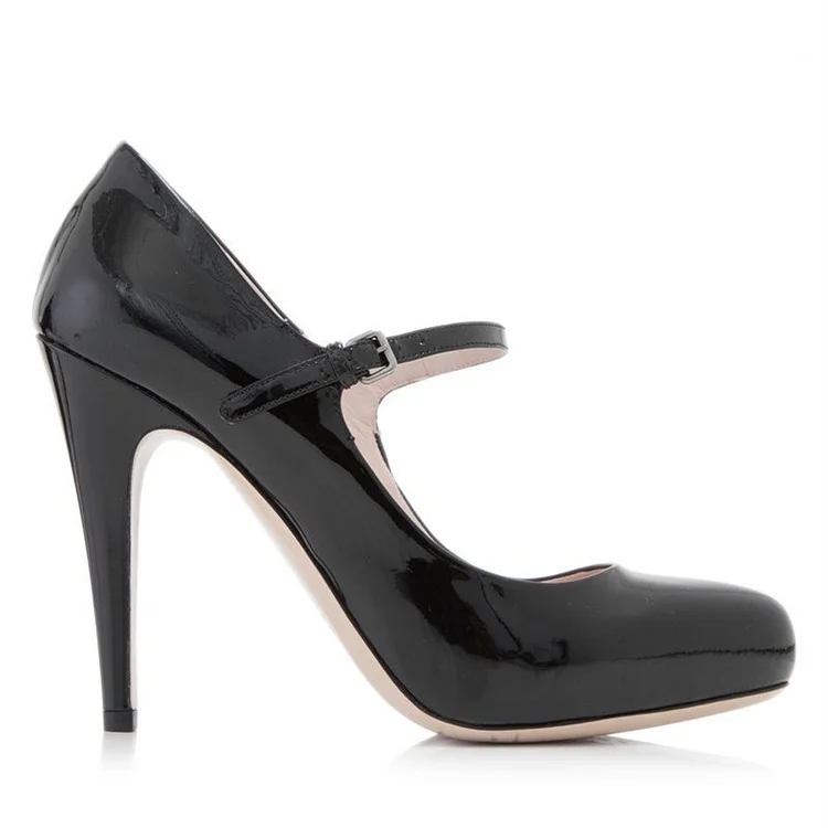 Patent Black Mary Jane Stiletto Pumps -   Shoes Vdcoo
