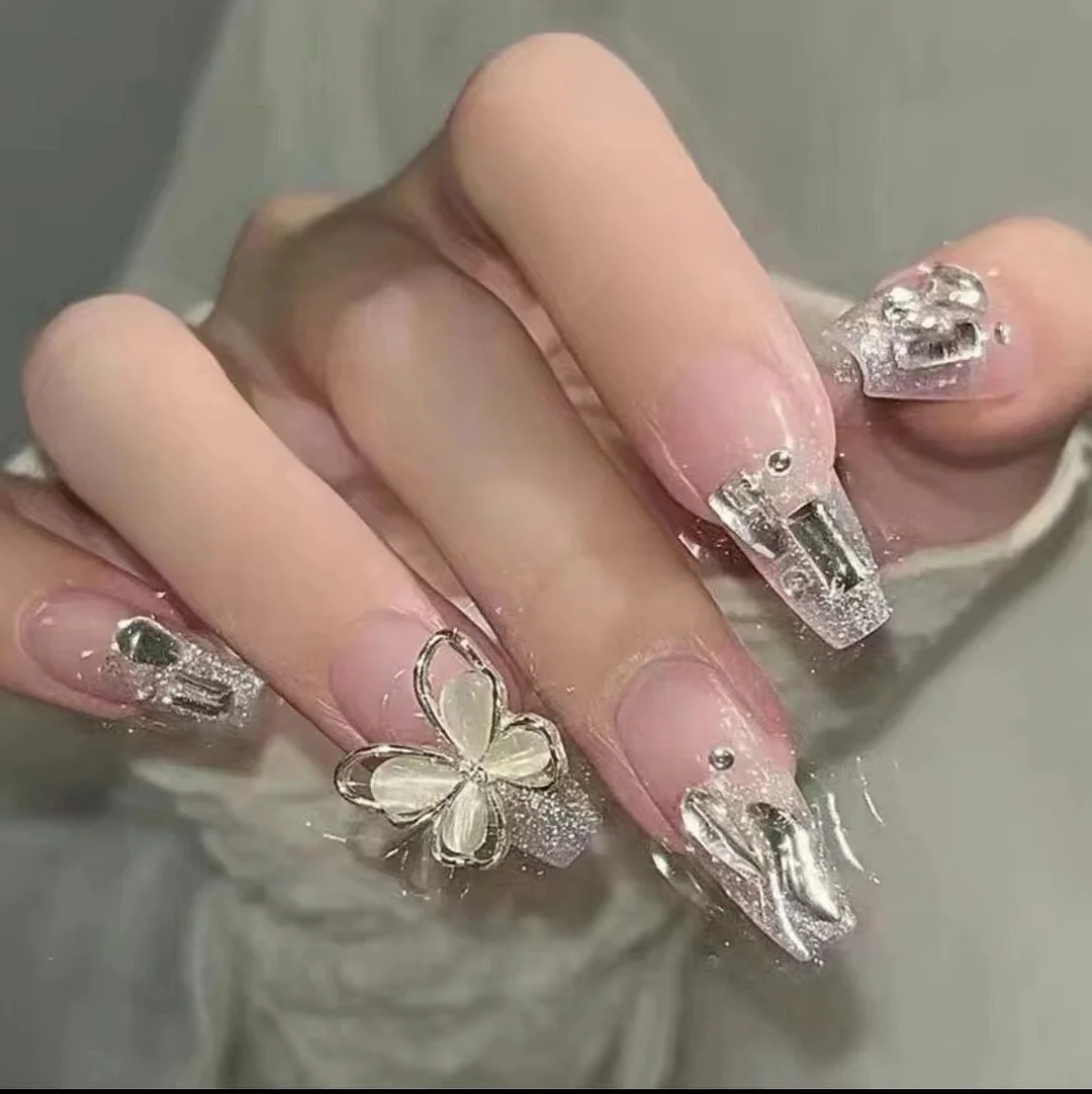 Churchf Nail Blush Love Dizzy Dye Wear Piece Advanced Sense Short Nail Piece Extension Removable Fake Nail Finished Products