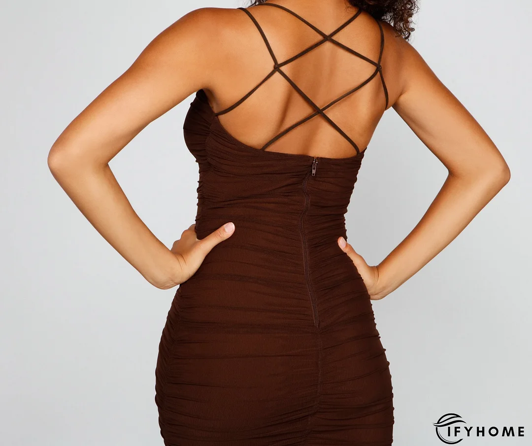 Liza Formal Ruched Charming High Slit Dress | IFYHOME