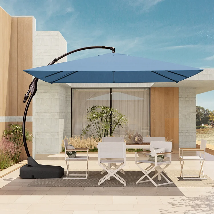 GRAND PATIO 10X10 FT Sunbrella Cantilever Umbrella with Base Outdoor Square Aluminum Patio Umbrella with Easy Tilt Adjustment 