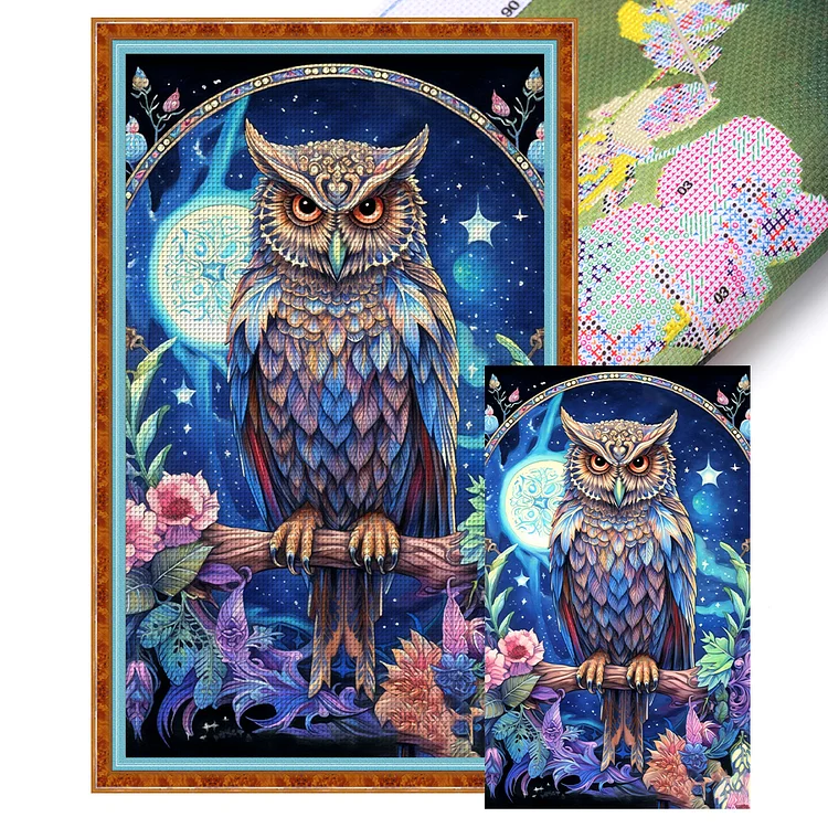 【Yishu Brand】Night Owl 11CT Stamped Cross Stitch 40*65CM