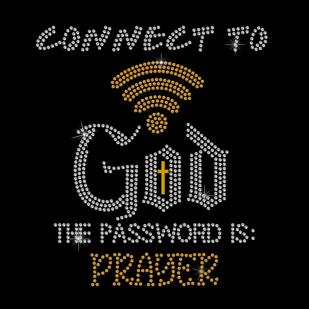 Connect to god letter custom design hot fix rhinestone iron on heat transfers