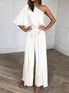 Empire Lace-Up One-Shoulder Jumpsuits
