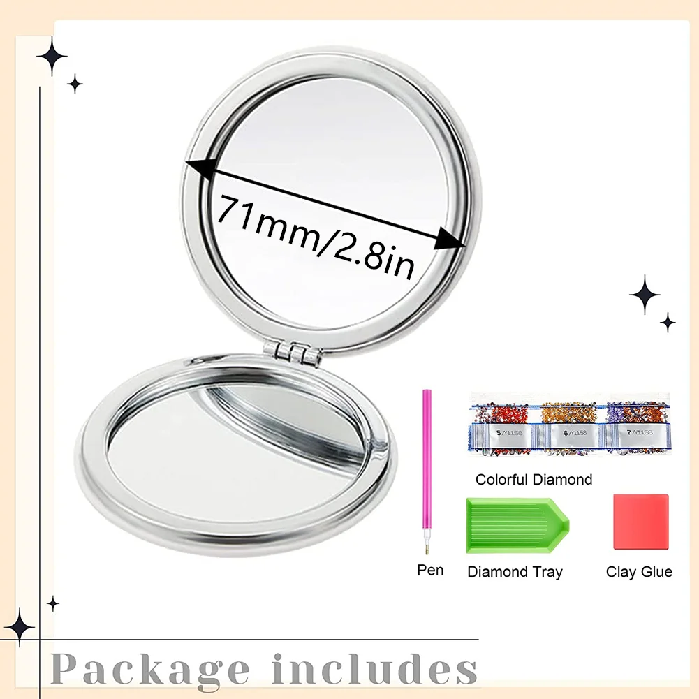 DIY Mandala Diamond Painting Makeup Compact Mirror Portable Folding Purse Mirror